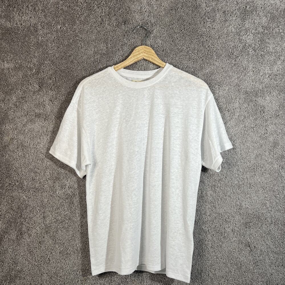 Madewell Linen Blend T -Shirt Small White Short Sleeve Crewneck Oversized Tee